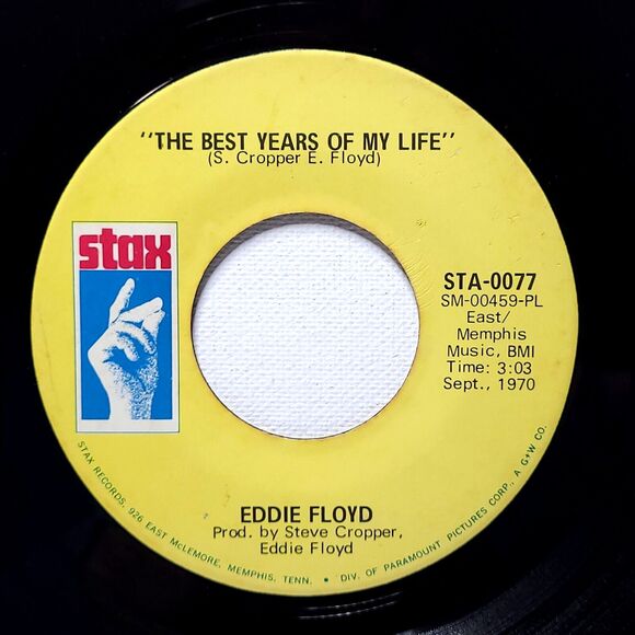 Eddie Floyd 45 The Best Years Of My Life/My Little Girl on Stax VG+ Soul - Picture 1 of 2